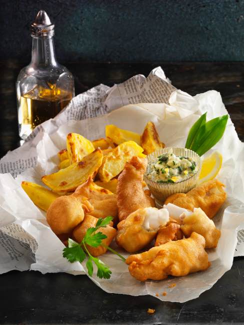 Fish and Chips mit Bärlauch-Mayonaise